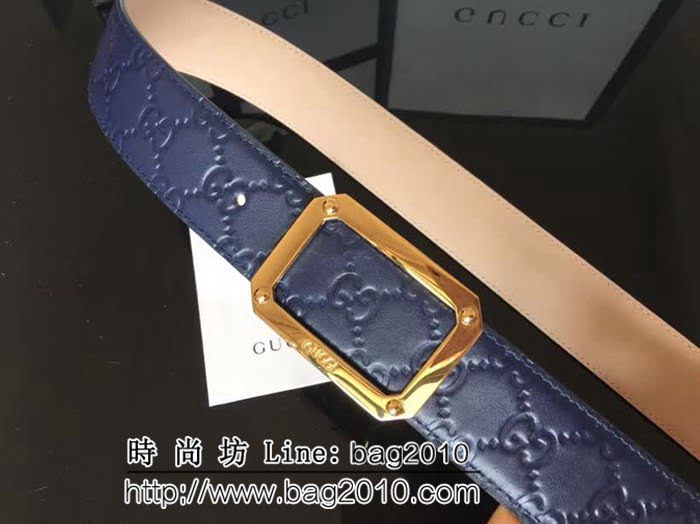 古馳CUCCI 雙面進口皮 四方鏤空拋光五金銅扣 款式百搭男士皮帶 GHG1253